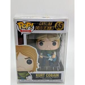 Funko Pop! Rocks Kurt Cobain #65 Vinyl Figure W/ Guitar. Pop Protector